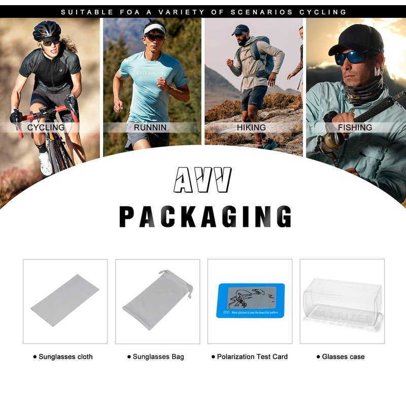 AVV Polarized Cycling Baseball Running Sunglasses UV400 - Sports Glasses for Outdoor Training, Youth & Adults, Secure Fit