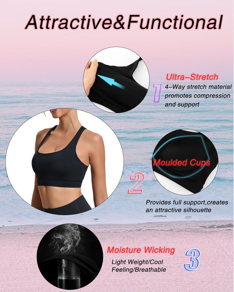 RUNNING GIRL Sports Bras for Women, Molded Cup High Impact Sports Bra Workout Bras for Women High Support Racerback