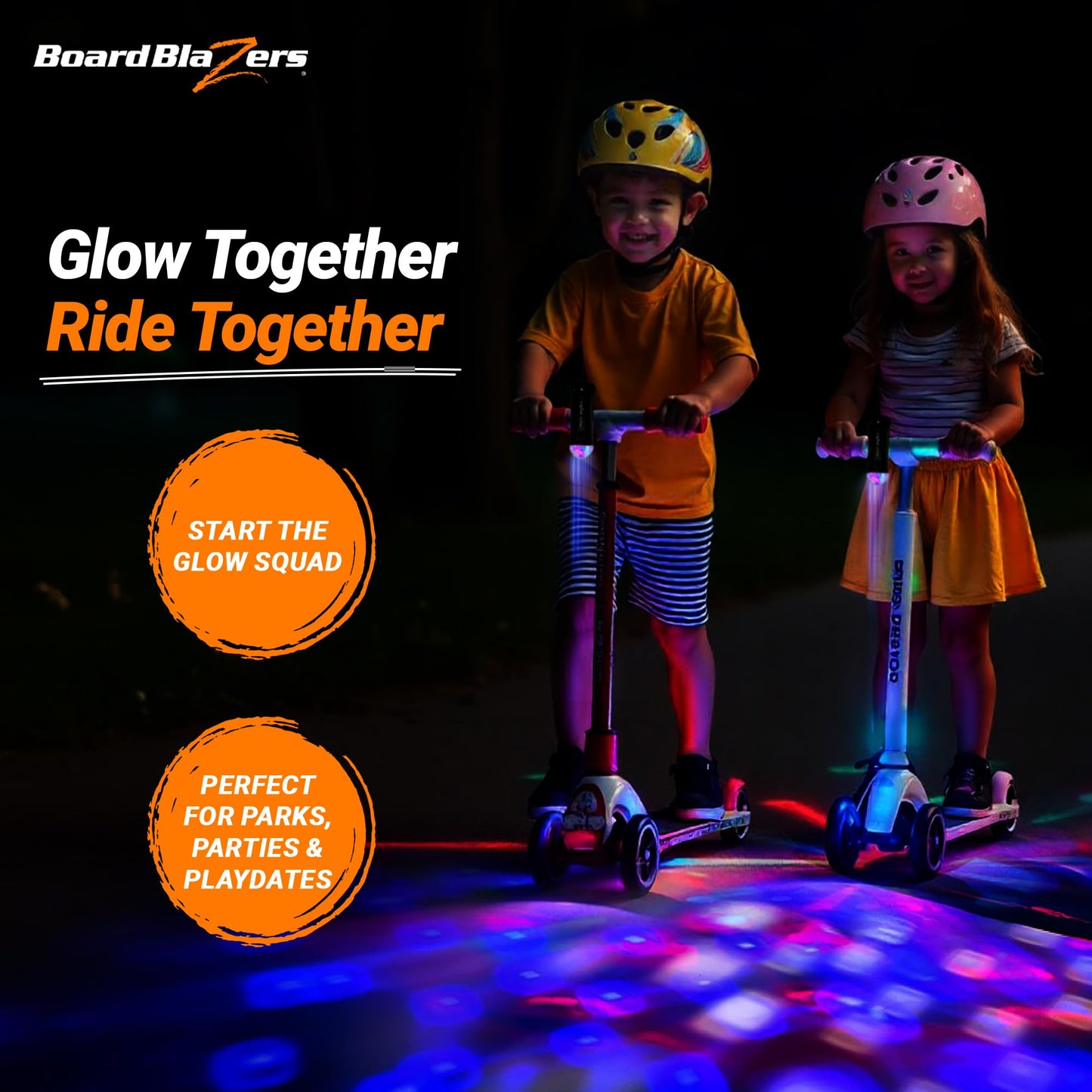 Board Blazers Disco Scooter Lights for Night Riding, Kid Stocking Stuffers, Scooter Accessories for Kids, Bicycle Light for Riding at Night (Black)