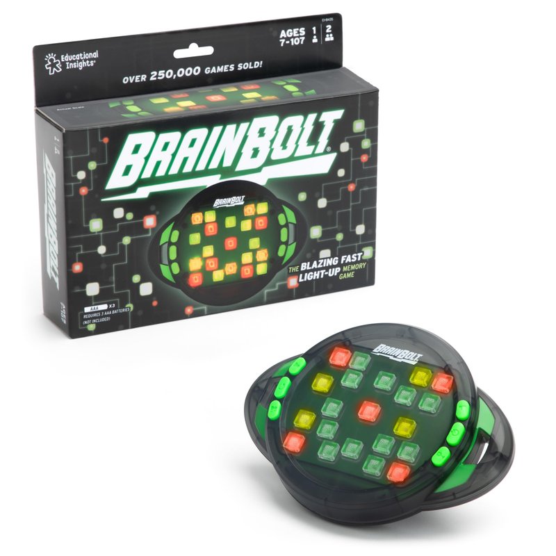 Educational Insights BrainBolt - Portable Handheld Electronic Memory Game, Car Travel Kids Games for Boys and Girls, Electronic Brain Game, Mind Fidget Gamer Gift for Kids and Teens, Ages 7 and Up