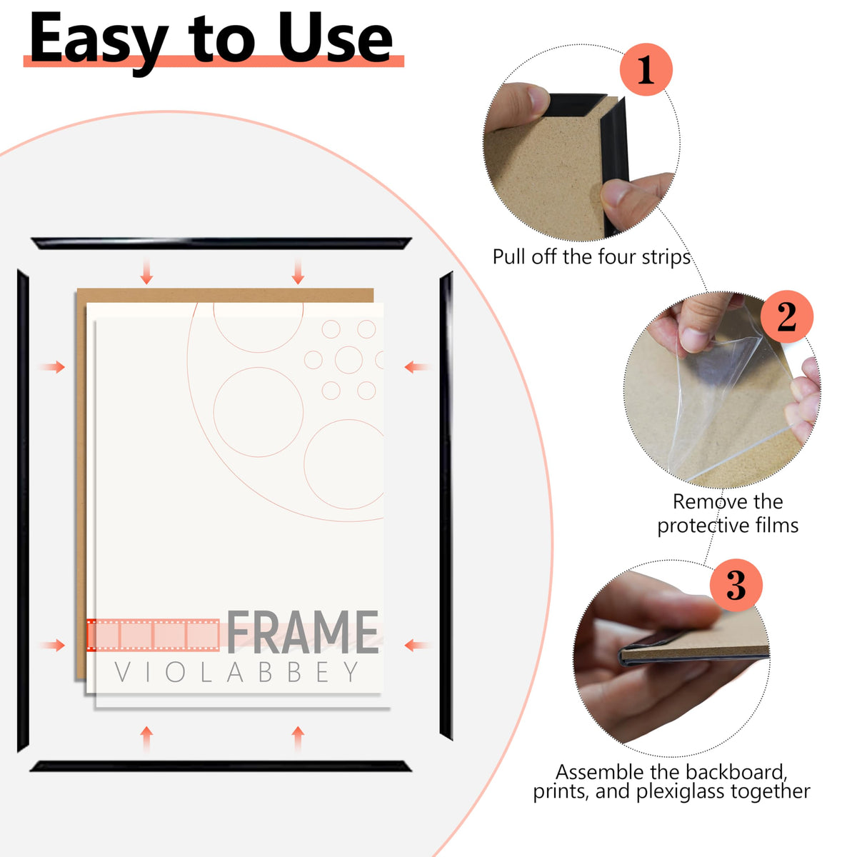 VIOLABBEY 24x36 Poster Frame Set of 5, Black, Gallery Wall Frame