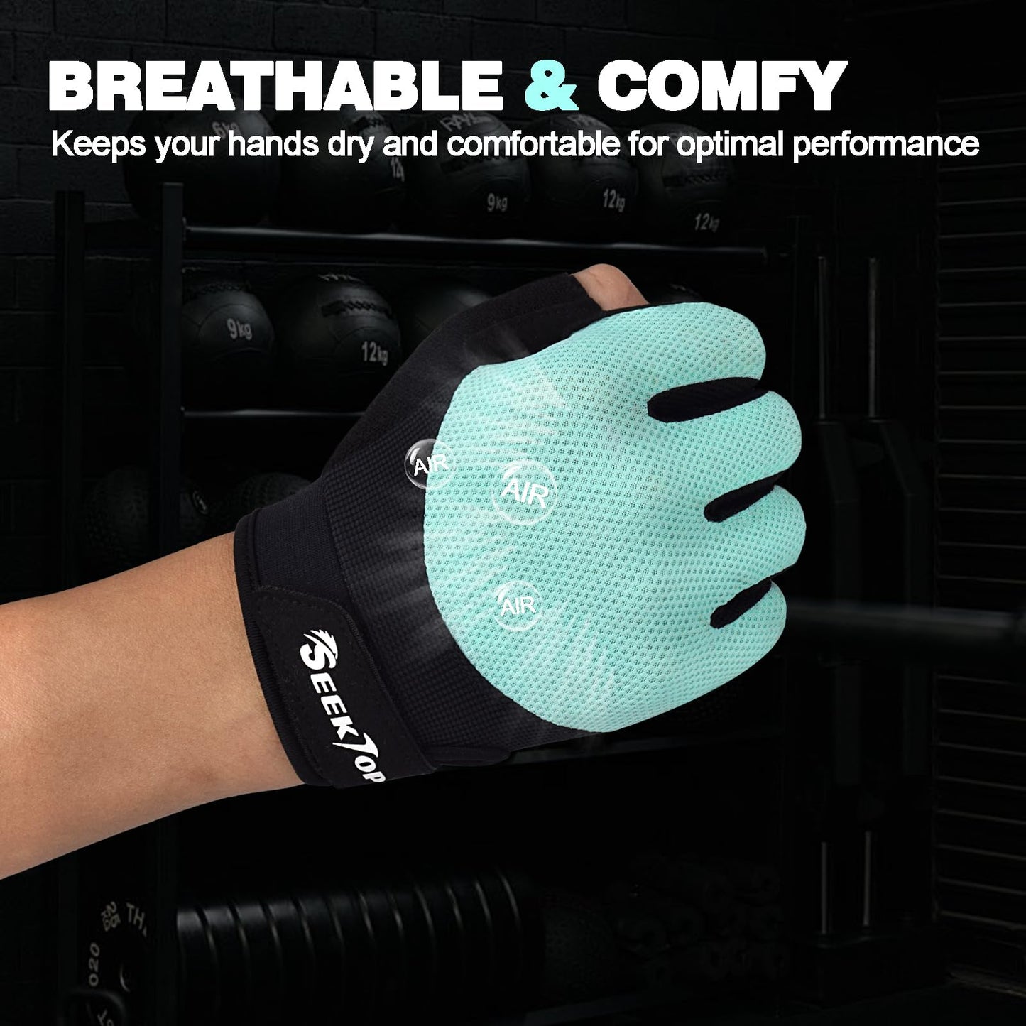 Seektop Breathable Workout Gloves Women & Men: Thick Padded Gym Gloves