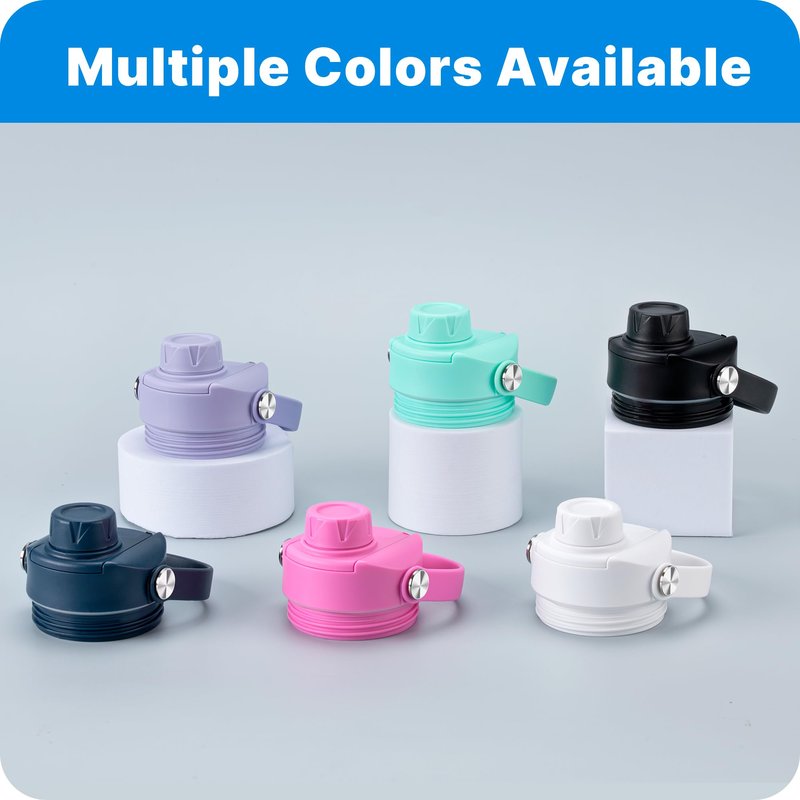Bluwing Spout Lid for Yeti Rambler Water Bottle 18 26 36 64 oz and Jr. 12 oz Kids Bottle, Replacement Lids with Flexible Handle for YETI Rambler Bottles, BPA Free(Black-2 Pack)