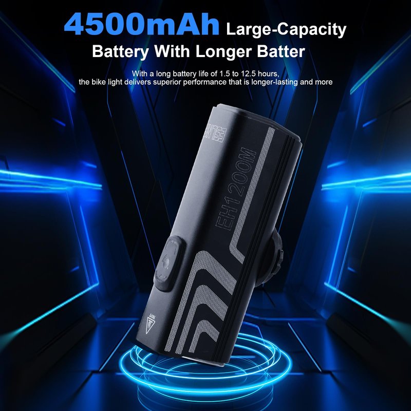 Bike Light for Night Light 1200 Lumens, 4500mAh Battery Bicycle Headlight LED Front Light with Ambient Light Sensing High Beam Low Beam for Men Women Kids Road Mountain Cycling - Mode 21700