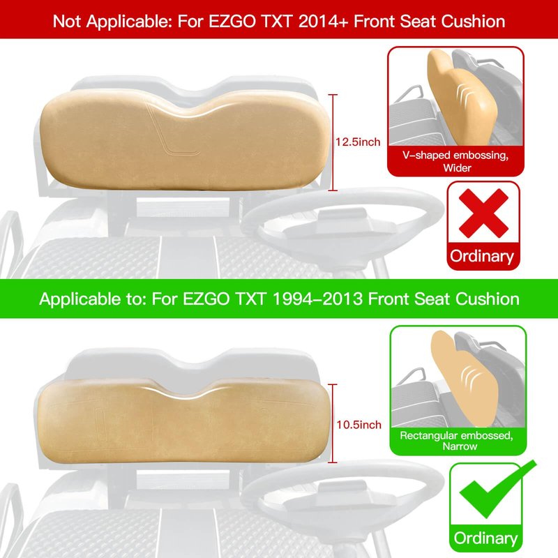 NOKINS Golf Cart Diamond Seat Covers Kit, Fit for EZGO TXT 1994-2013/EZGO RXV OEM Standard Front Seat Cushion, No Nails Required & Easy to Clean, Breathable Vinyl Seat Covers (Brown and Brown 8438)