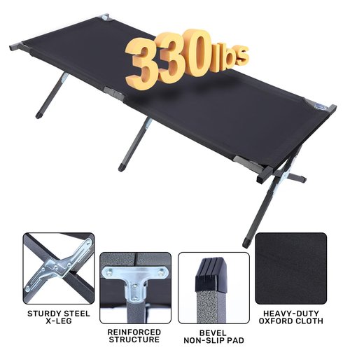 YSSOA Camping Cot with Storage Bag for Adults, Portable and Lightweight Sleeping Bed for Outdoor Traveling, Hiking, Easy to Set up