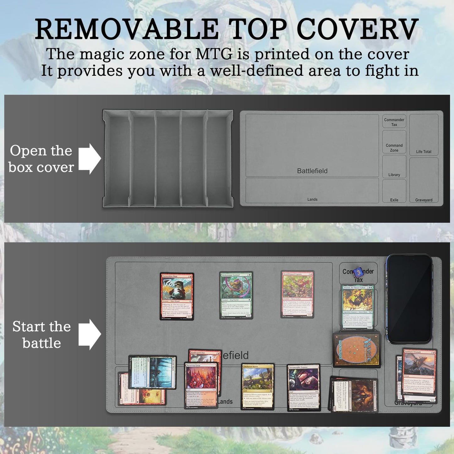 5 Row Trading Card Storage Box, 3800+Bulk Card Organizer Box with 20 Dividers & 5 Supporters, Graded Card Deck Box for YuGiOh, MTG, TCG Black/Grey