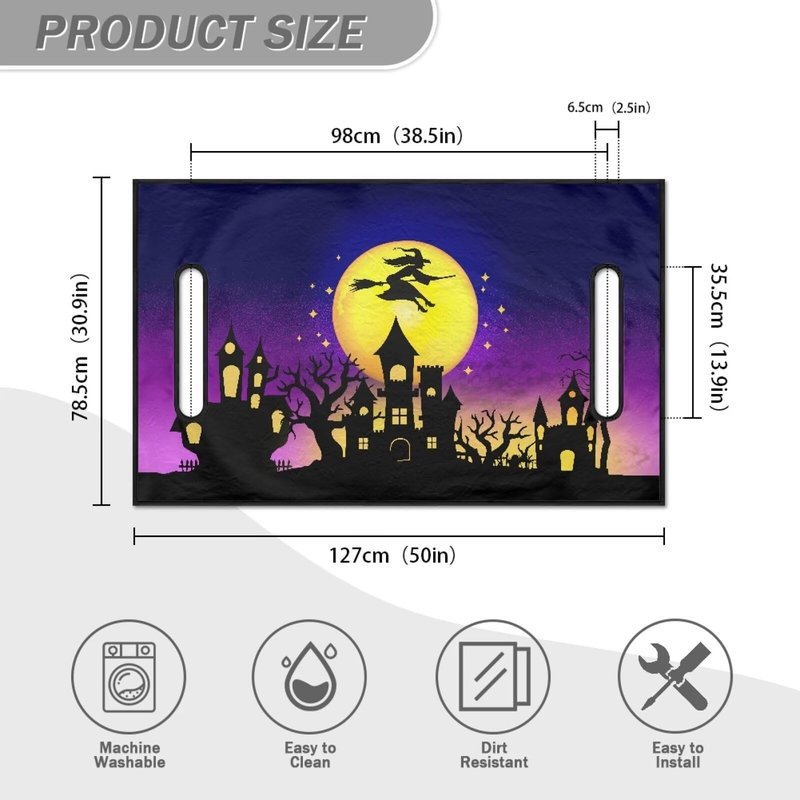 Whosucclay Halloween Witch Golf Cart Seat Cover, Polyester, Universal Fit, Golf Cart Accessories, Seat Cover, 50" x 30.9", Halloween Witch Design