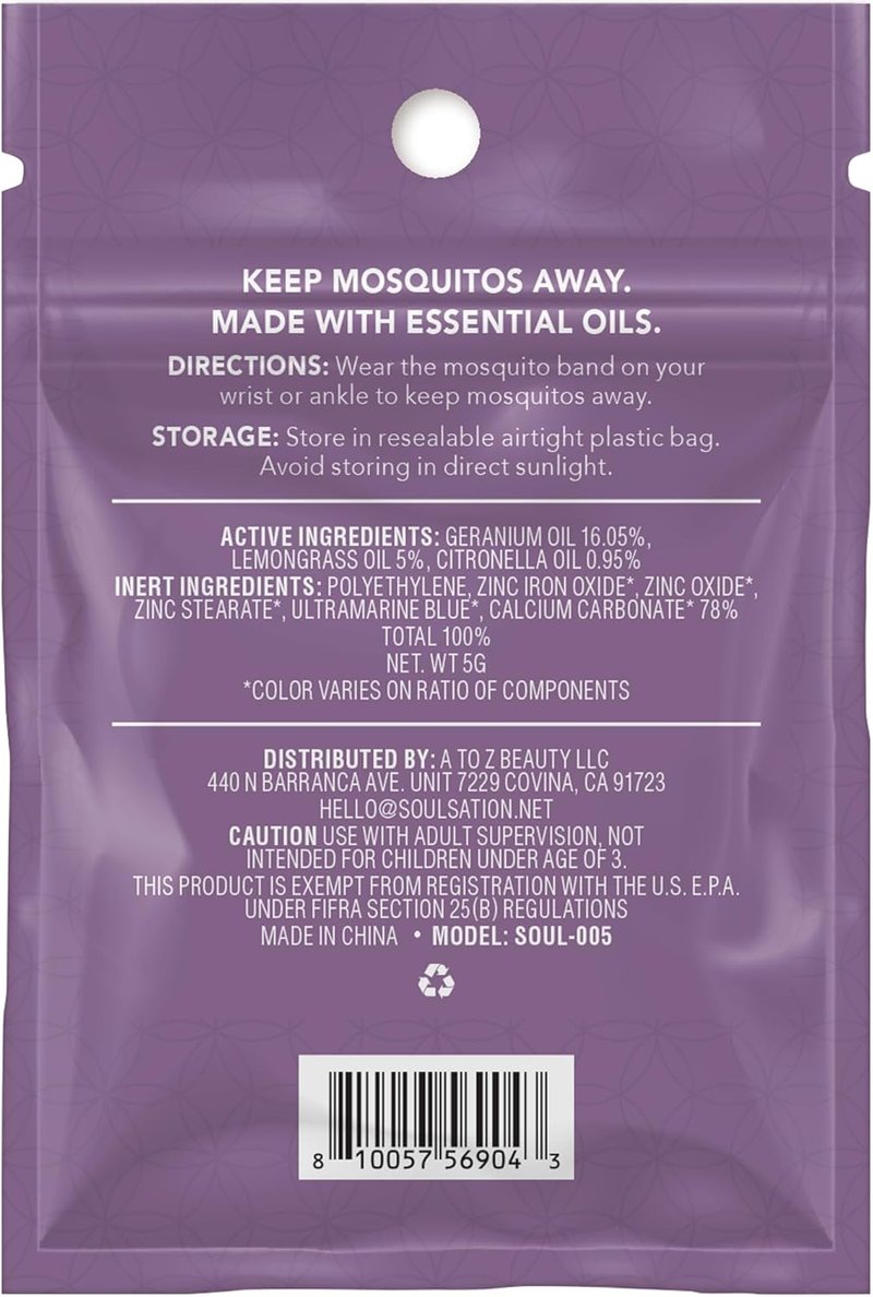 SoulSation Mosquito Repellent Bracelets - DEET-Free, 15 Pack for Kids & Adults | Individually Wrapped