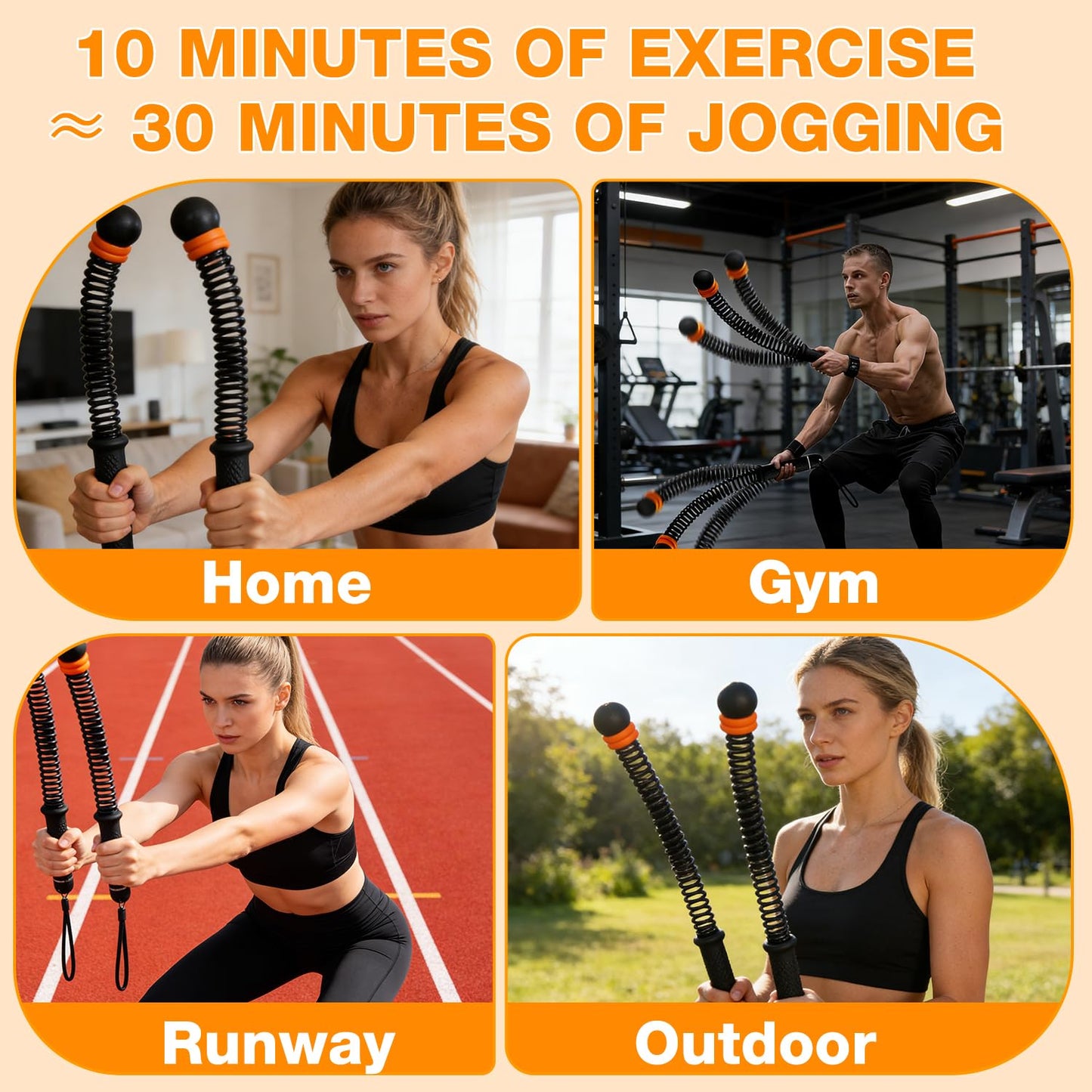 Adjustable Ropeless Battle Ropes Trainer, Weighted Cordless Battle Ropes for Home Gym, Portable Workout Ropes for Strength Training, Anaerobic & Full Body Exercise (Pink)