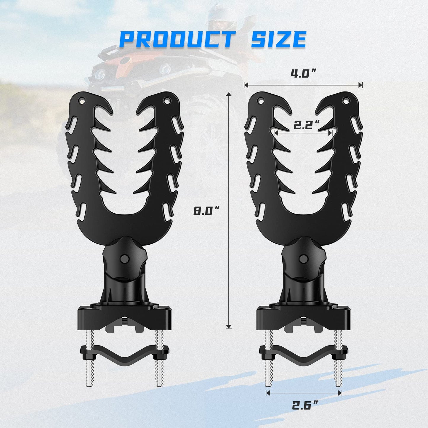 KEMIMOTO Tool Holder for ATV, Hunting Tool Mount, Bow Rack Grips with Rubber Straps Compatible with Hunting Bike Treestand Mobility Scooter