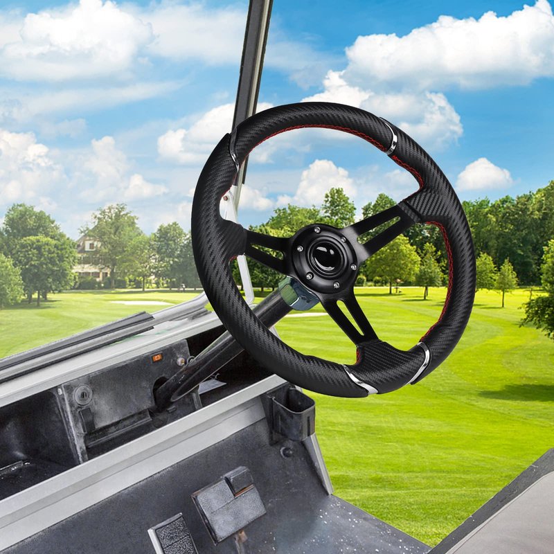 MOSNAI 13.7'' 350mm Deep Dish Steering Wheel, Racing Golf Cart Fit Club Car DS and Precedent,Yamaha EZGO RXV & TXT