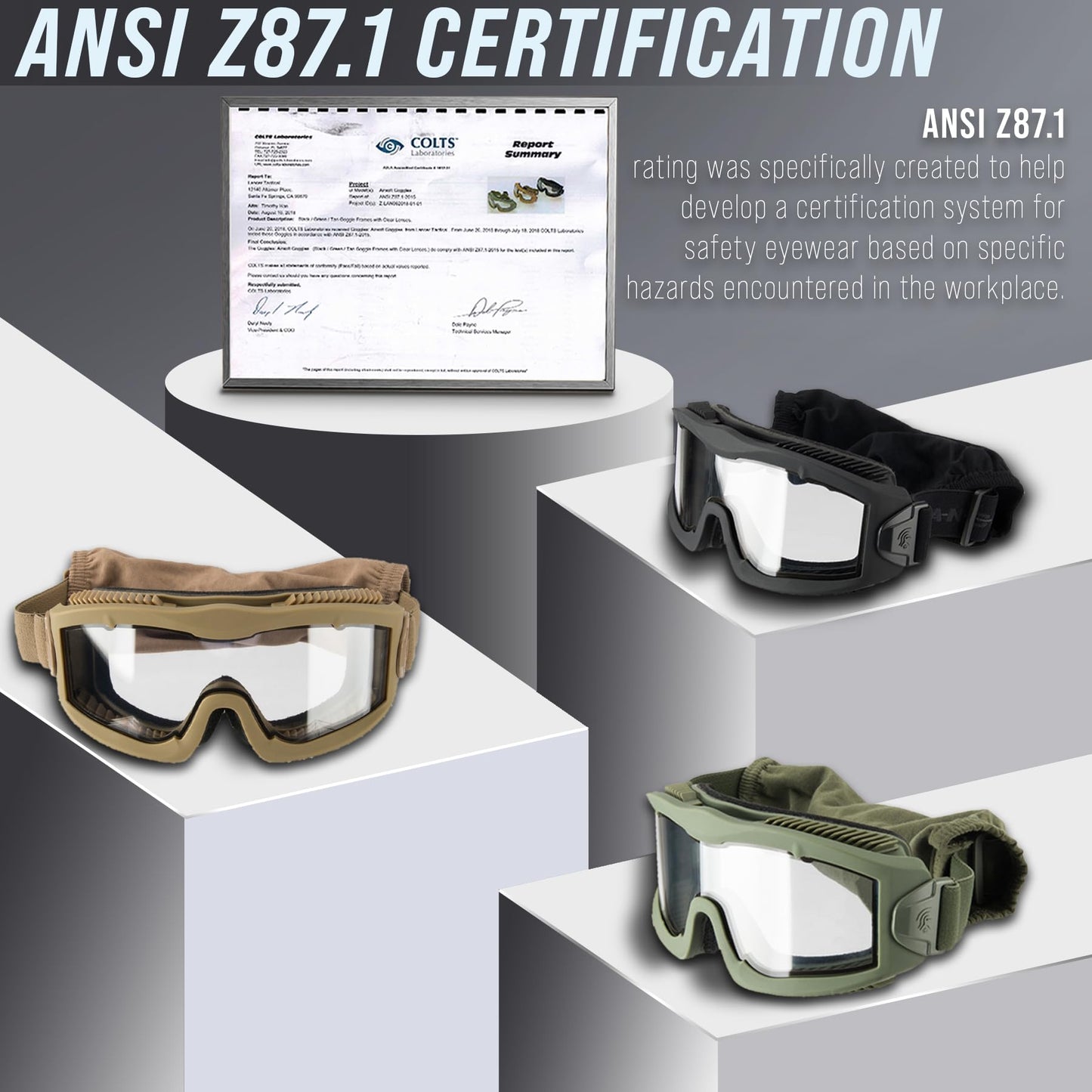 Lancer Tactical AERO Airsoft Tactical Safety Goggles ANSI Z87.1, 3mm Dual Pane Anti-Fog Lens for Hunting, Paintball, Cycling