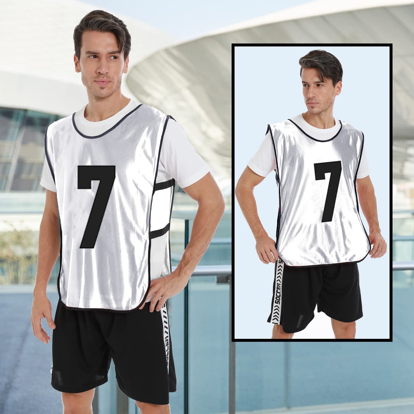 PULUOMASI 12 Pcs Team Sports Pinnies for Youth,Numbered Practice Jerseys