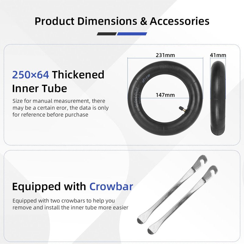 ulip 250x64 Inner Tubes with straight valve for Xiaomi 4 Ultra Navee S65 Electric Scooter Front and Rear Wheel 250 * 64 Scooter Accessories 2PCS