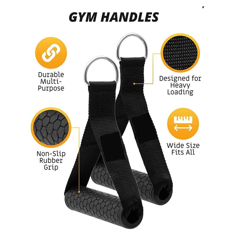 Cable Attachments for Home Gym, Triceps Rope 26.5 Inch Pull Down Attachment,2 Resistance Band Handles ,3 Black Heavy Duty Carabiners Clips ,LAT Pulldown Equipment ,Cable Machine Accessories Carry bag