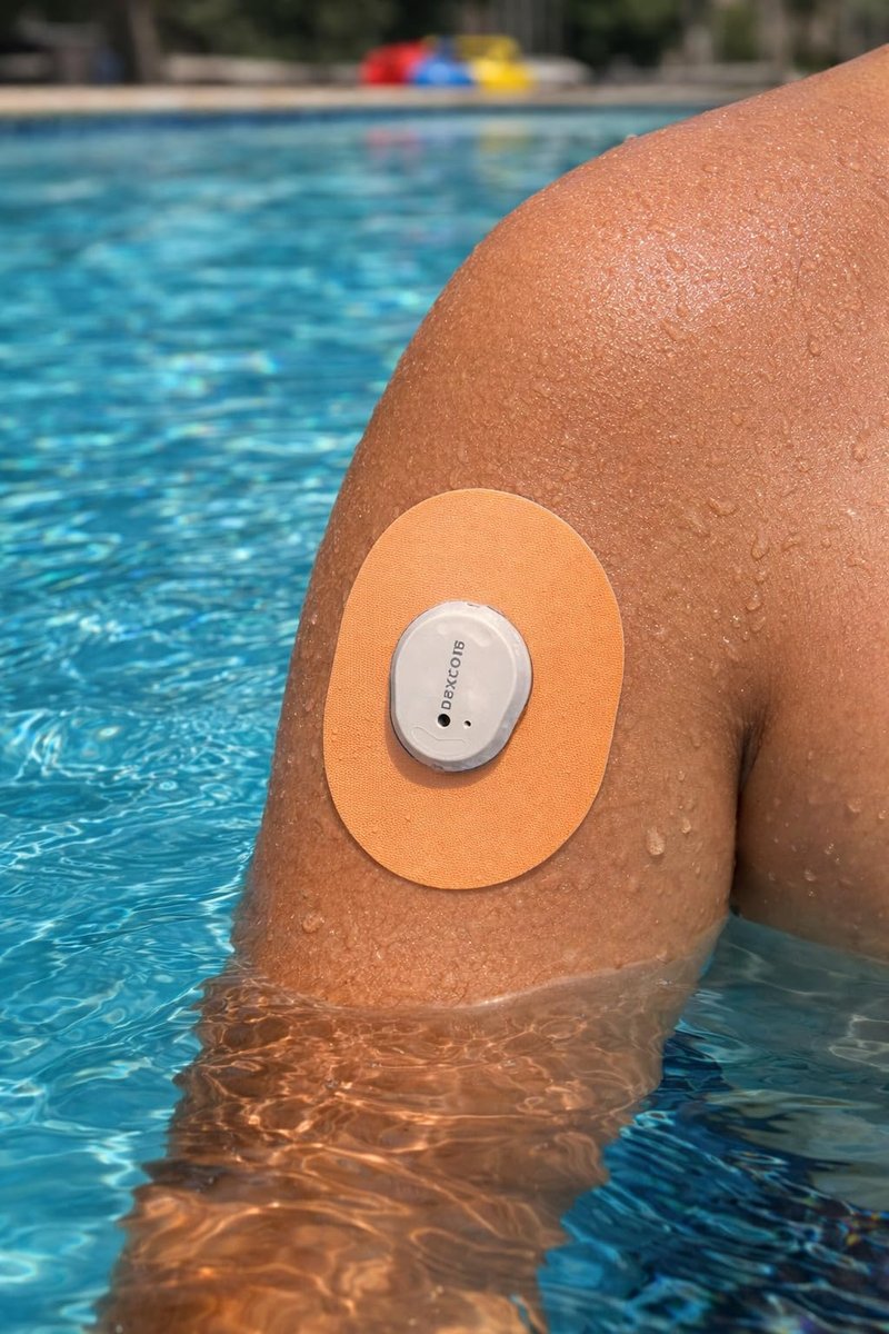 Glucomart Adhesive Patches for Dexcom G7 Hypoallergenic & Waterproof CGM Tape Tan Overpatch 5-Pack Overlay Patch