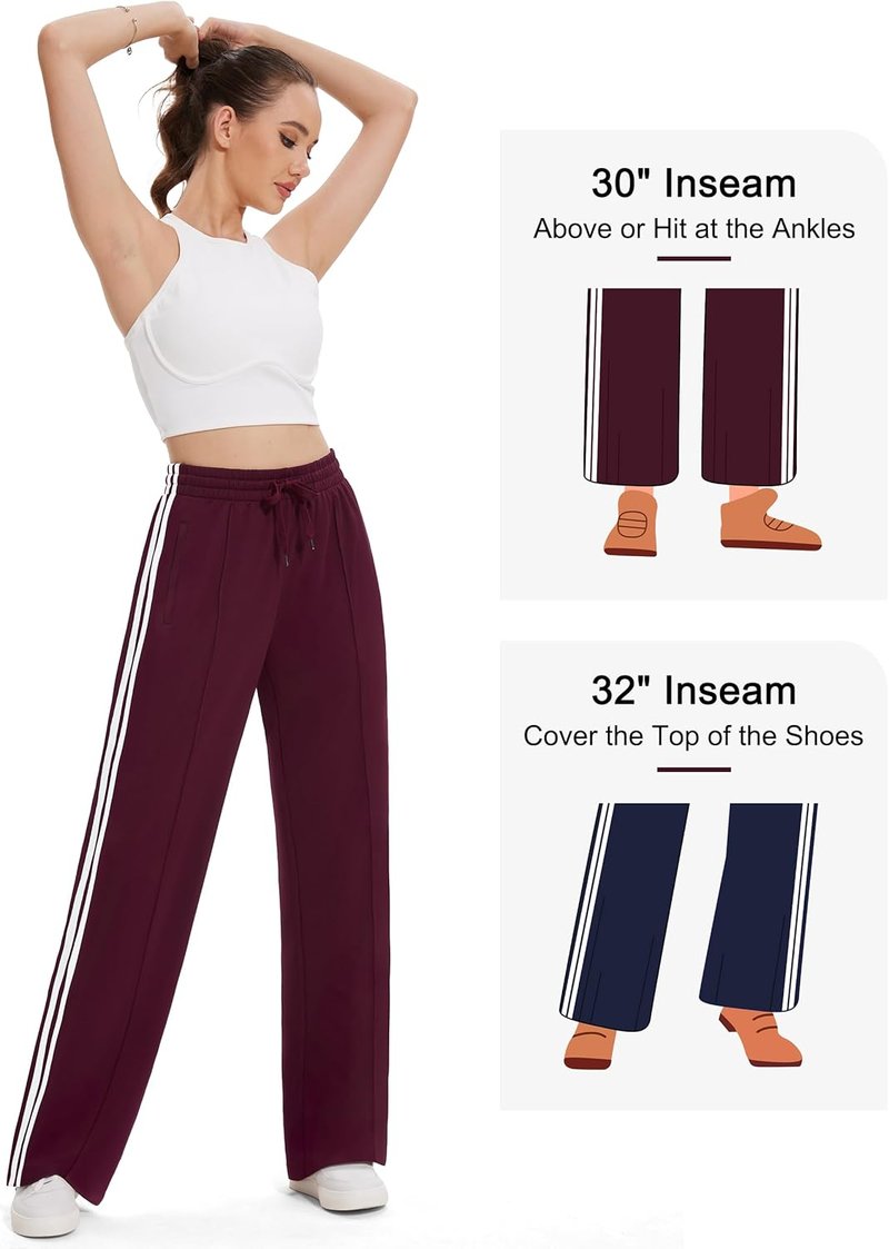 Women's Track Pants - Loose Straight Leg Jogging Sweatpants for Athletic Running | Multiple Inseam Sizes 28-36