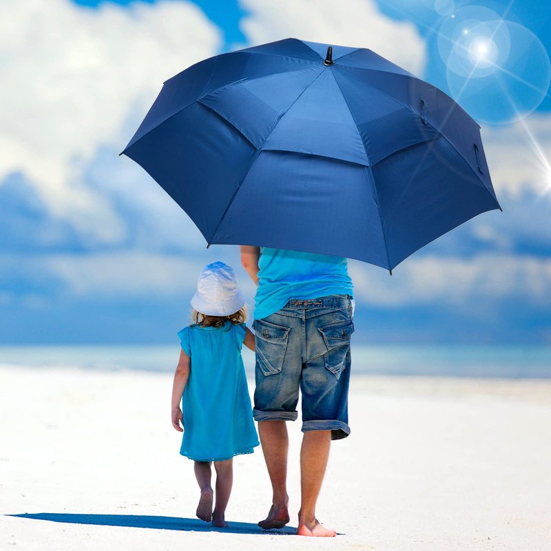 Reginary 3 Pack 62Inch Extra Large Golf Umbrella Automatic Open Oversize Travel Rain Umbrella Double Canopy Vented Windproof Waterproof Stick with Sponge Handle UV Protection for Men Women