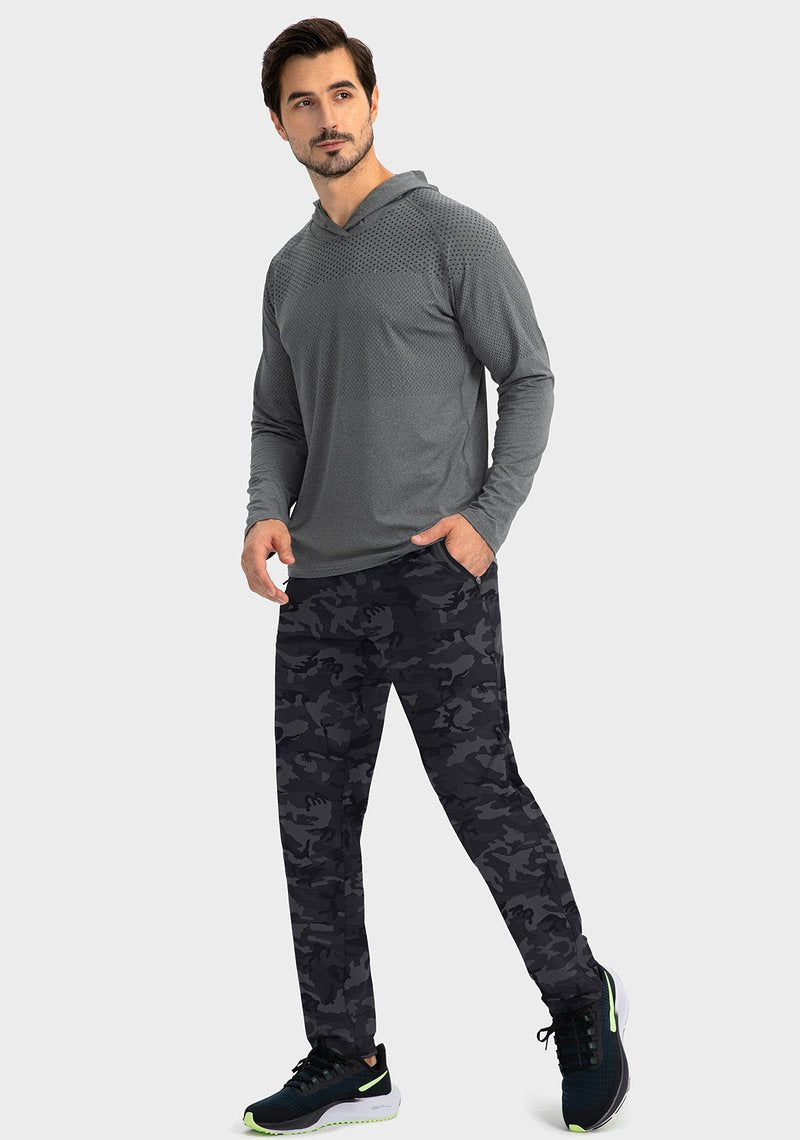 G Gradual Men's Sweatpants with Zipper Pockets Tapered Joggers for Men Athletic Pants for Workout, Jogging, Running (Grey Camo, Medium)