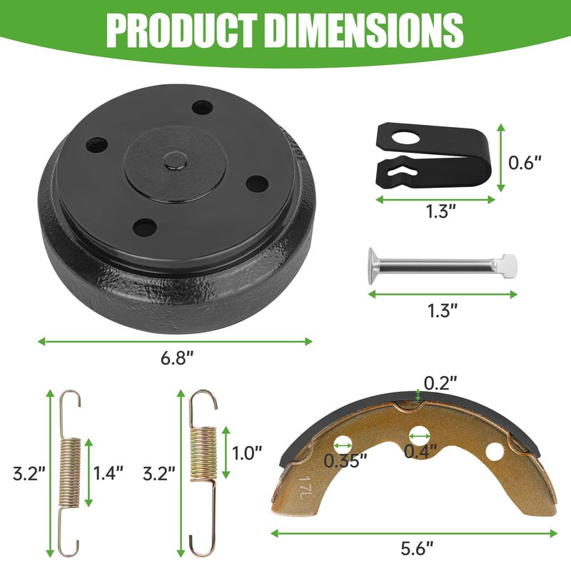 10L0L Golf Cart Brake Repair Kit for Club Car DS 1995-Up & Precedent 2004-Up, Brake Drums & Brake Shoes Spring Kit, Replace OEM 101791101 1018232-01 10603 1011466 101816301
