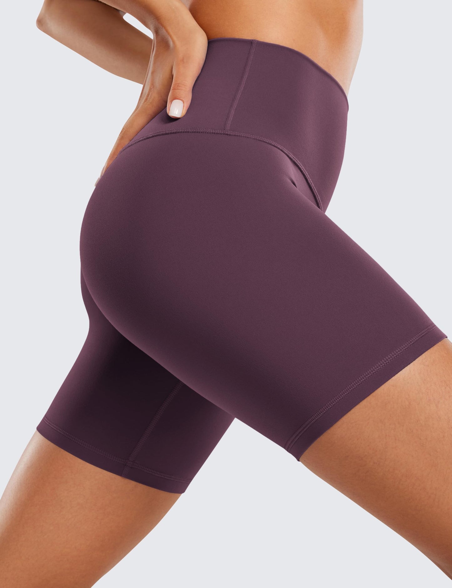 CRZ YOGA ButterLuxe Biker Shorts 6" - High Waisted Workout Running Volleyball Spandex Yoga Womens Grape Thistle Purple Medium