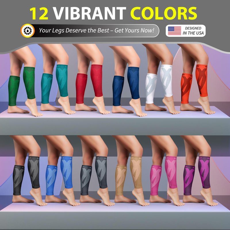 Calf Compression Sleeve for Men & Women - Footless Support for Shin Splints & Pain Relief | Ideal for Runners