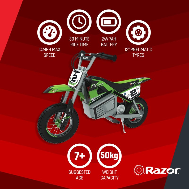 Razor SX350 Dirt Rocket McGrath Electric Motocross - Green - FFP