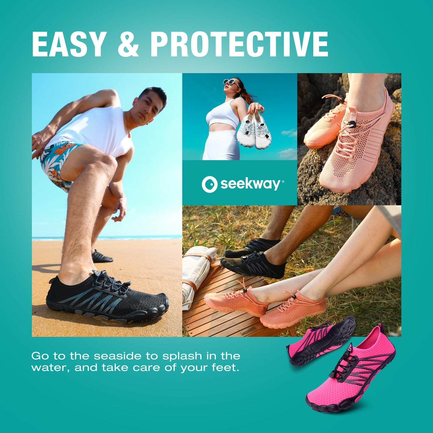 SEEKWAY Water Shoes Men Women Adult Quick-Dry Aqua Sock Barefoot for Beach Swim River Pool Lake Hiking Kayaking Surfing