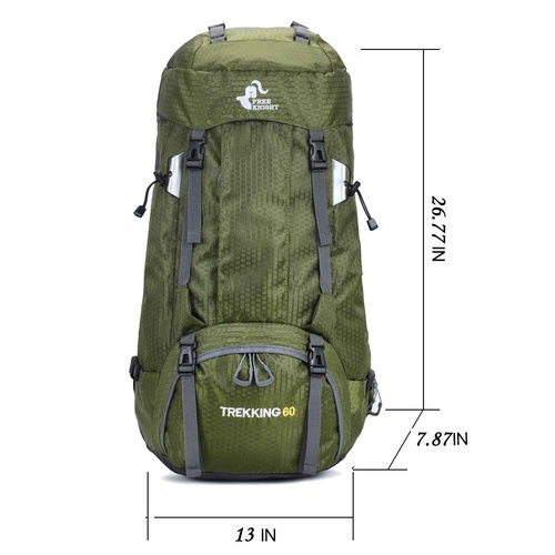 Bseash 60L Waterproof Hiking Camping Backpack with Rain Cover, Large Outdoor Sport Travel Daypack Rucksack for Climbing