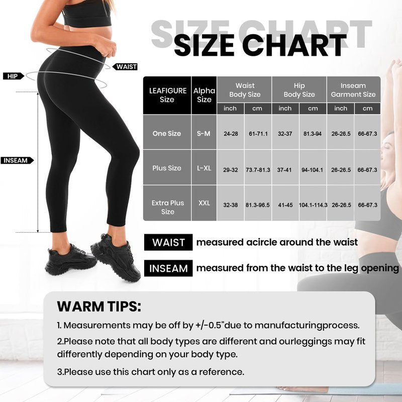 Leafigure Leggings with Pockets for Women, High Waisted Workout Leggings for Gym Navy Blue SM