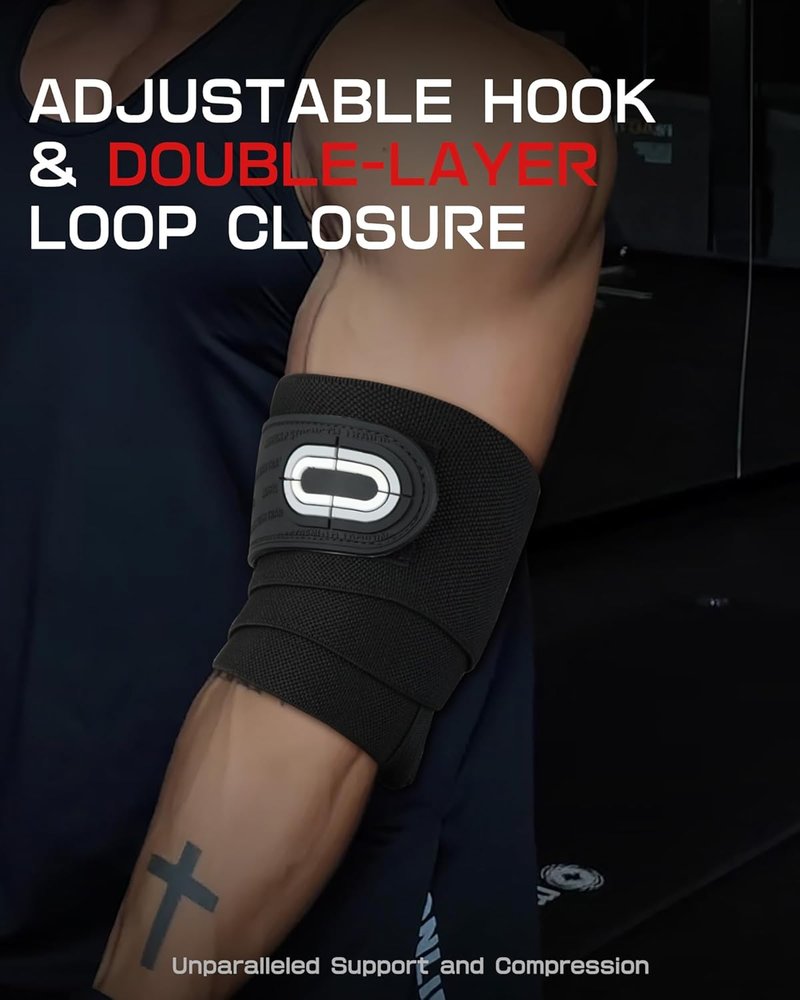 Elbow Wraps for Weightlifting | Double-Layer Reinforced 40'' Elastic Compression Strap & Joint Support Brace - Ideal for Bench Press & Powerlifting