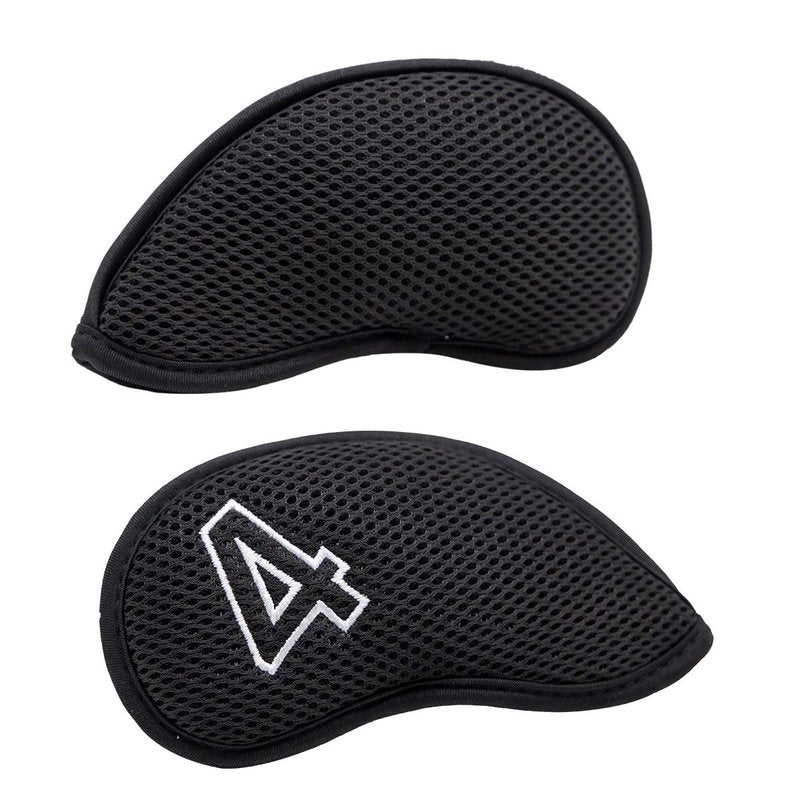 Montela Golf Iron Covers,Golf Iron Head Covers Mesh Golf Iron Covers Set 10pcs Golf Iron Headcovers,Golf Club Head Covers for Iron with Magic Tape Fit Most Brand 4-9 APSX