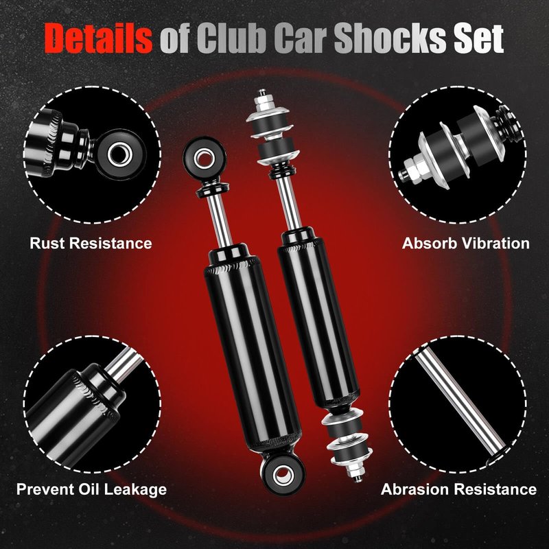 4 Pcs Club Car Shocks Front and Rear Golf Cart Shocks for Club Car DS G&E 1988-2007, Precedent G&E 2004 up, Tempo 2018 up OEM 1014235, 1014236, 1010991, 1015813, 1013164