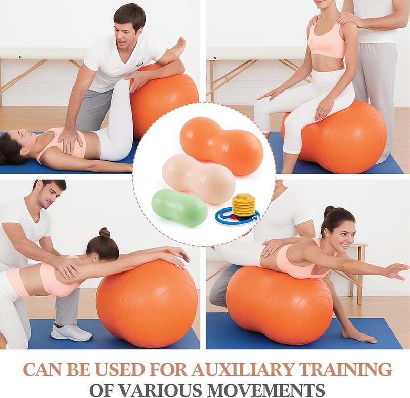 Peanut Ball for Kids Therapy - 3-Piece Anti-Burst Yoga Balance Exercise Set | Includes Pump & 3 Size Options
