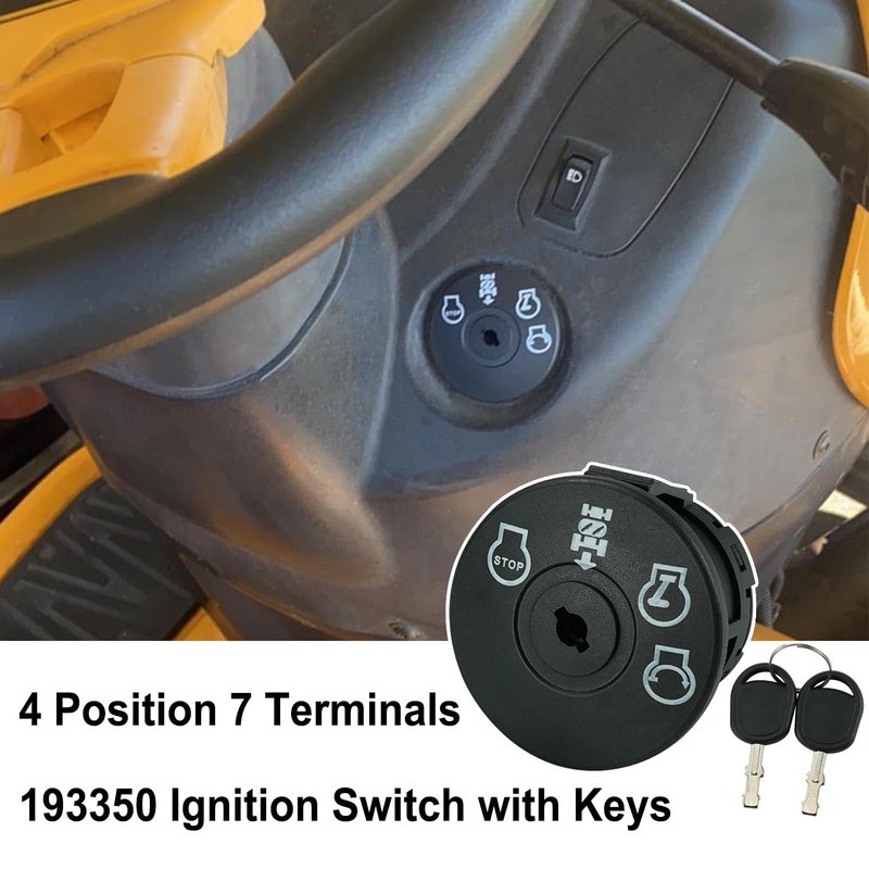 Ignition Switch with Keys 4 Position 7 Terminals Replacement for Hus-qvarna AYP Crafts-man Sears Poulan Lawn Mower Riding Mower 193350 532193350