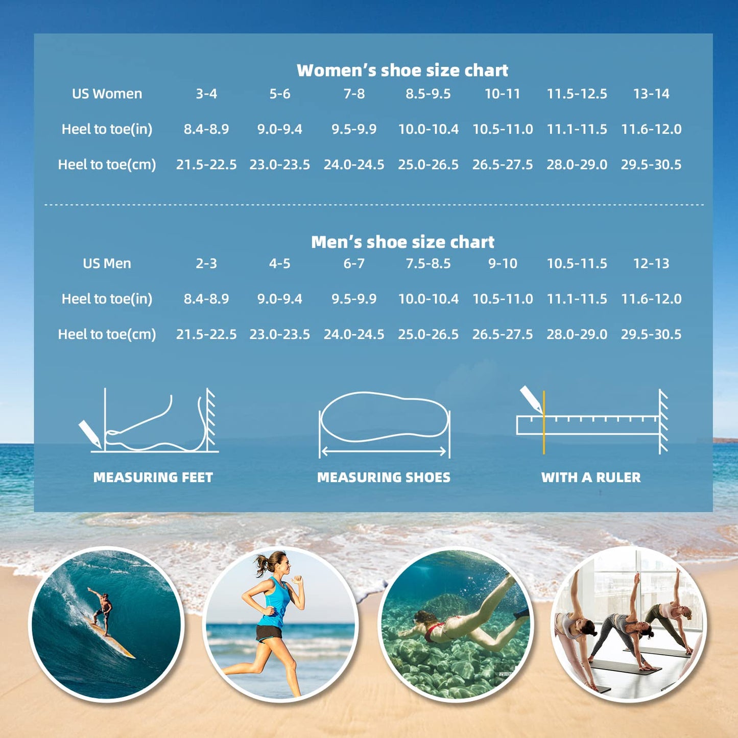 Water Shoes for Women Men Quick-Dry Aqua Socks Swim Beach Barefoot Yoga Exercise Wear Sport Accessories Pool Camping Must Haves Adult Youth Size 10-11Women/9-10Men