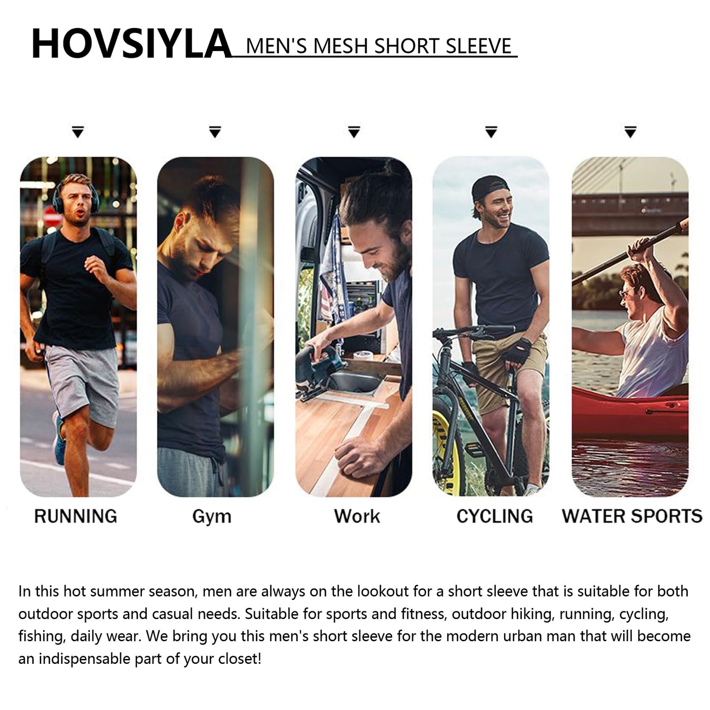 HovSiyla 5 Pack Athletic Shirts Men Sport Moisture Wicking Tops Gym Running Stripes Activewear Workout Casual T Shirts Black Burgundy Navy White Green Small