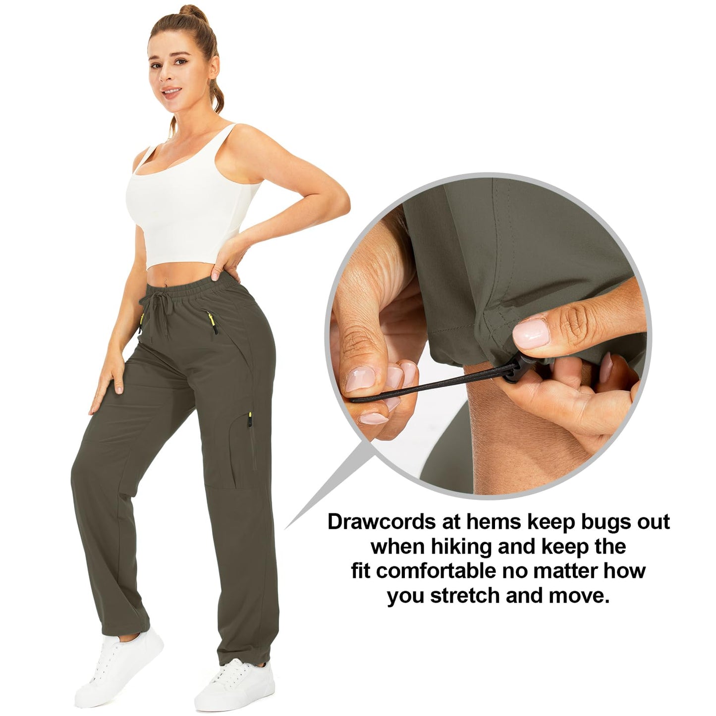 Toomett Women's Hiking Cargo Pants Quick Dry UPF50+ Outdoor Pants for Women Fishing Safari Travel Pants with Pockets,6608, Light Brown,XS