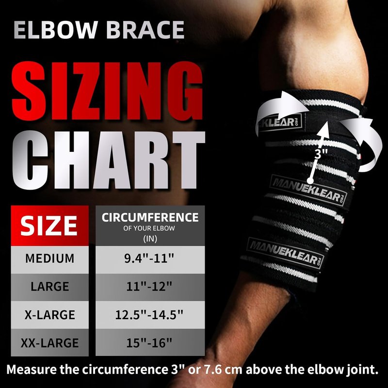 Elbow Sleeves for Weightlifting - Adjustable Support Wraps | XL (12.5"-14.5")