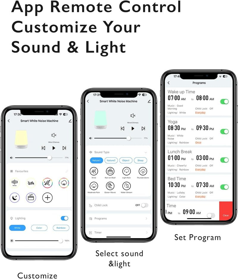 Baby Sound Machine - Momcozy White Noise Machine for Soothing Sleep | 34 Sounds, Night Light, App Control (Blue)