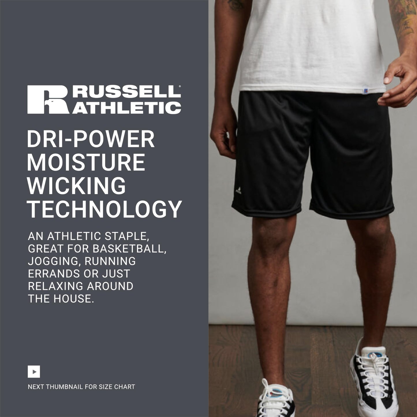 Russell Athletic Men's Dri-Power Performance Short with Pockets Shorts, Black, M