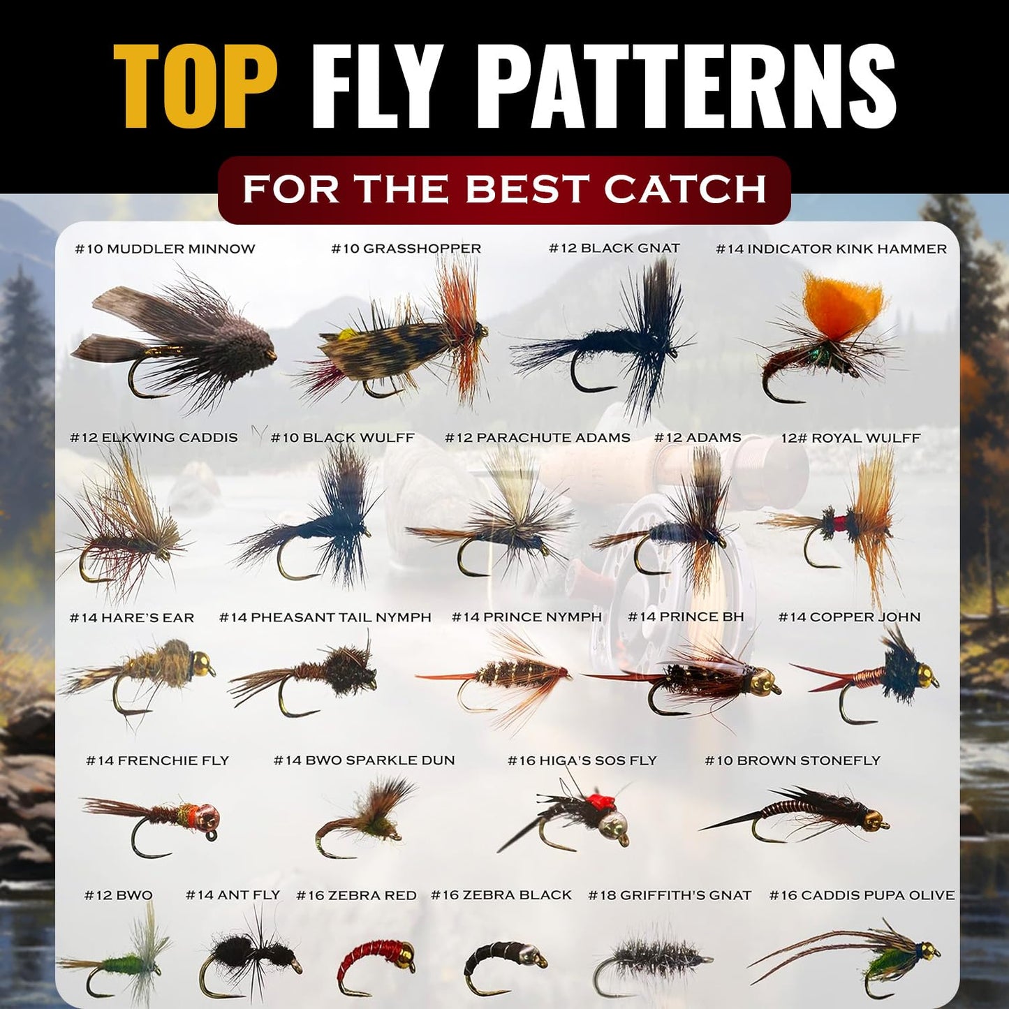 RoxStar Fly Shop Trophy Trout 24pk Top Wet & Dry Flies for Trout. Proven Nationwide to Catch Fish! Tied in-House Never Outsourced Fly Fishing Gift (Barbless Trophy Trout Flies 24pk)