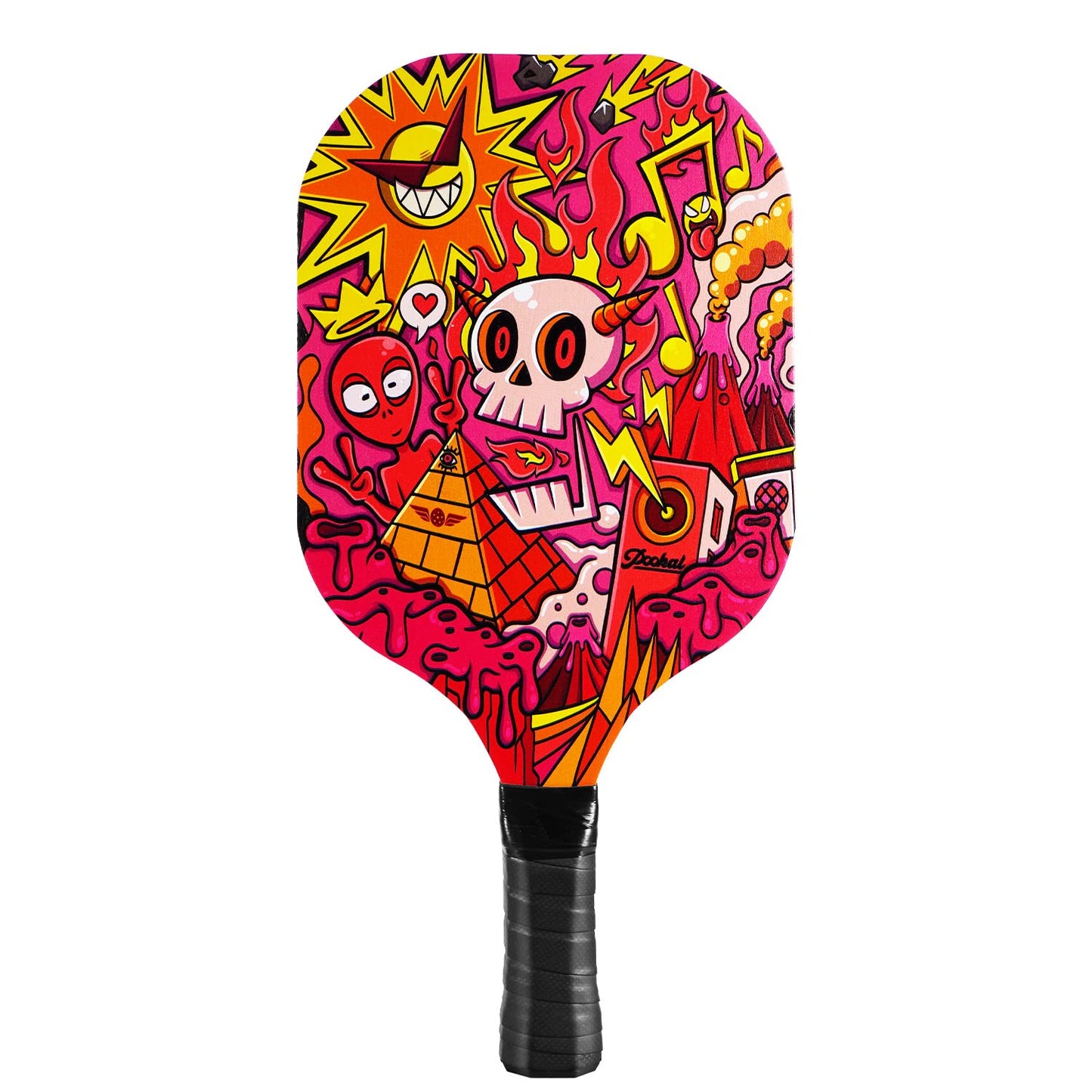 Pickleball Paddles Set of 4 with 4 Premium Wood Paddles & 4 Pickleballs & 2 Handle Grips Tape & 2 Pickleball Belts & Carry Bag for Beginners Men Women Adults(Skull Pattern)
