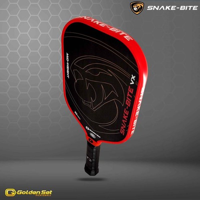 Golden Set Snake-Bite VX Pickleball Paddle | Thermoformed | T-700 Carbon Fiber | Mid-Weight | USAP Approved (1)