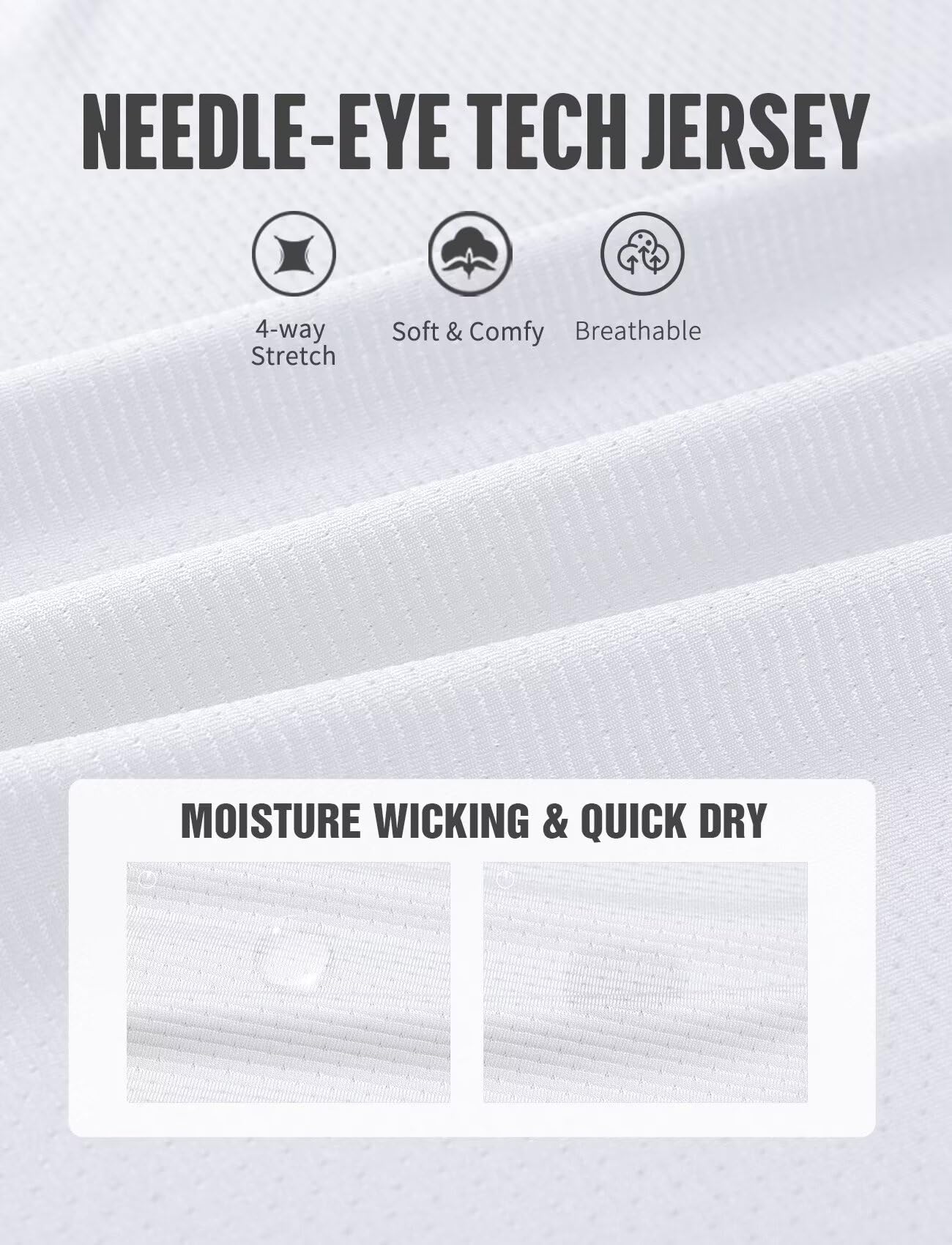 Mens Workout Shirts Dry Fit(White,L)