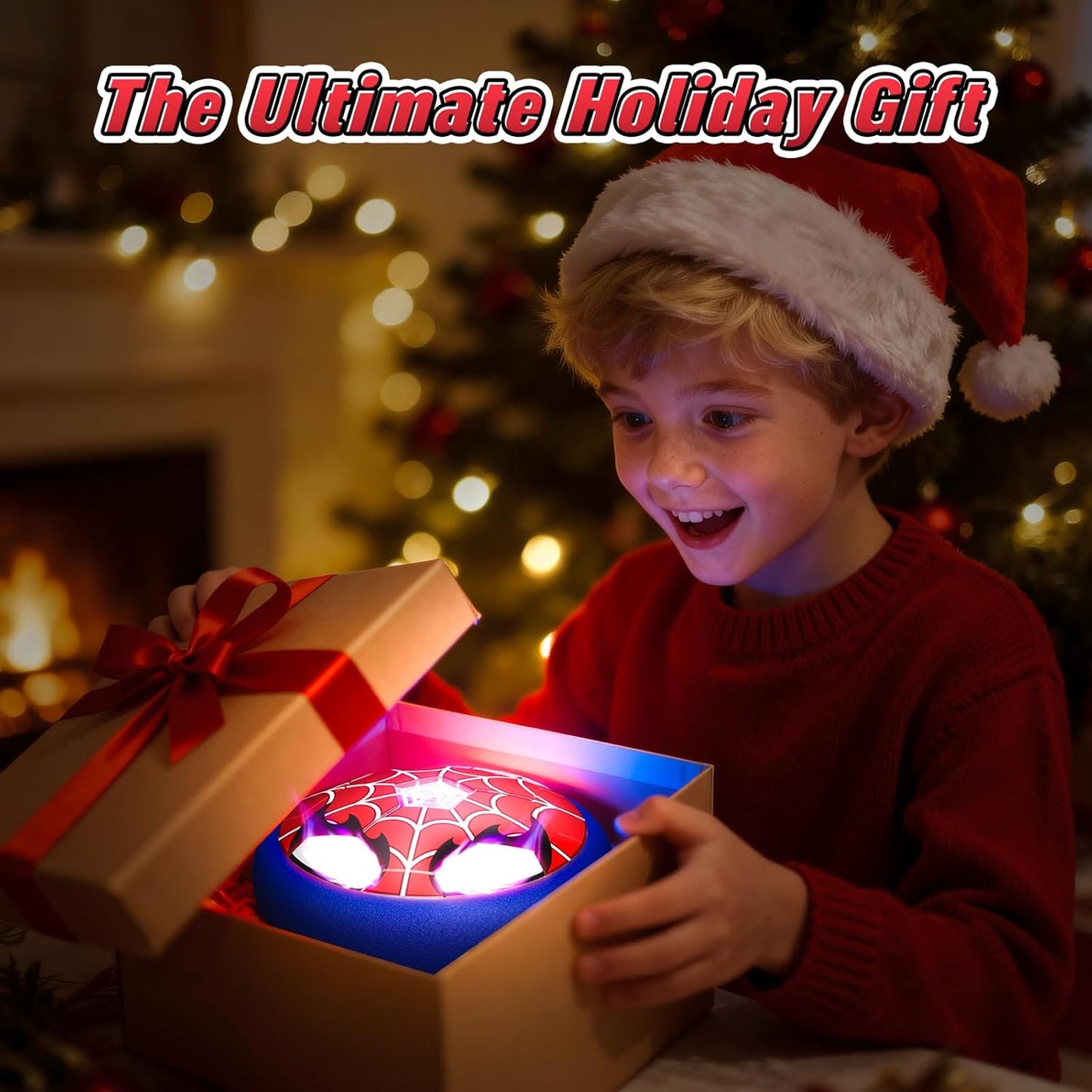 Light Up Hover Soccer Ball - Glowing Web Design & LED Eyes | Indoor Fun Toy for Kids Age 3-12