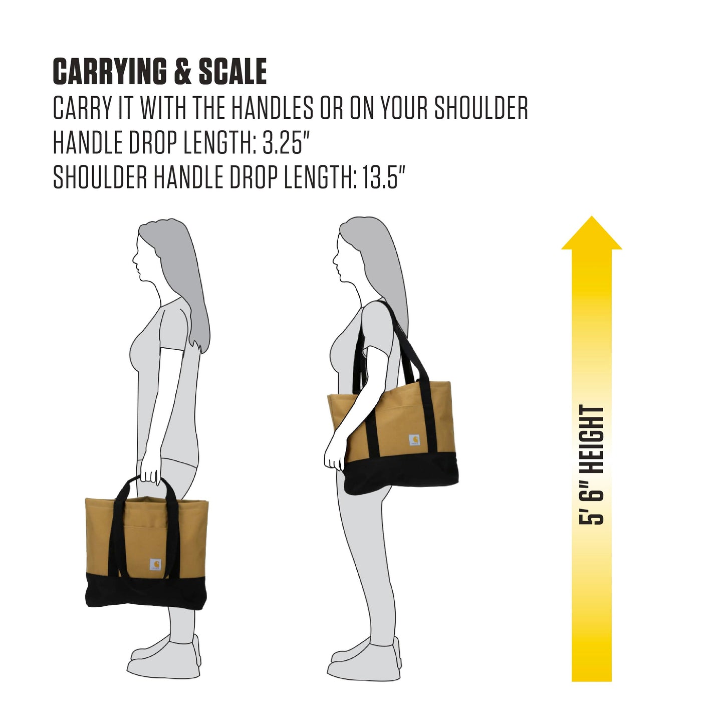 Carhartt Classic Vertical Open Tote Bag, Durable Water Repellent Material W/Hand and Shoulder Straps, Early Fog, 18L