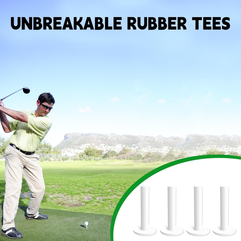 KITAINE Rubber Driving Range Golf Tees - 7 Pack Premium Rubber Tees for Indoor Outdoor Practice Mat (3 1/4")