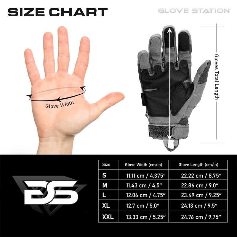Glove Station Gloves for Men – Touchscreen Utility Gear with Hard Knuckle Protection Used in Motorcycle, Airsoft, & Outdoor Work Gray - Hard Knuckle Medium